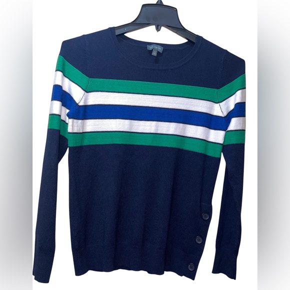 THE LIMITED PULLOVER STRIPED SWEATER BLUE COLOR WOMEN LONG SLEEVE SIZE MEDIUM - Picture 4 of 9